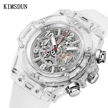 

KIMSDUN brand silicone belt fashion simple transparent multifunctional waterproof couple watch student quartz watch