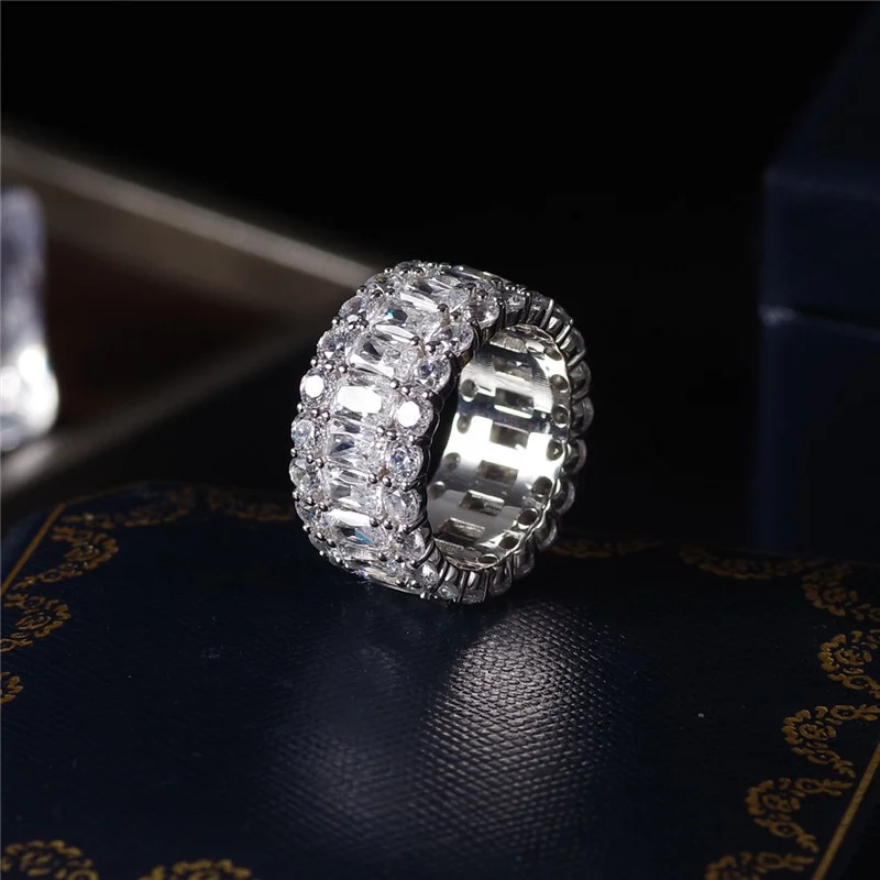 高級エタニティフルラボダイヤモンドリング 925 スターリングシルバー