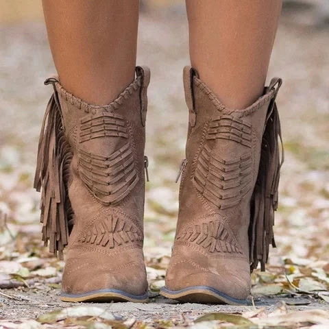 Nice-New-Boho-Flock-Leather-Women-Boots-Fringe-Flat-Heels-Woman-Med-High-Solid-Boots-Woman (1)