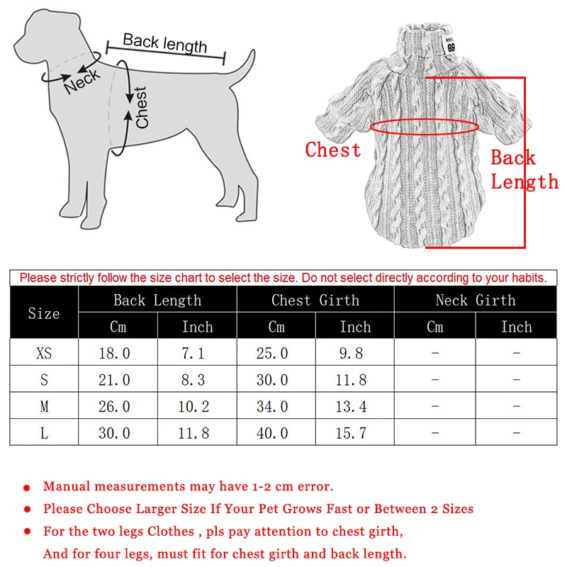 Свитер с воротником под горло для собак и кошек; зимняя теплая вязаная одежда для собак; одежда для маленьких собак; одежда для чихуахуа; пальто для щенков; товары для домашних животных