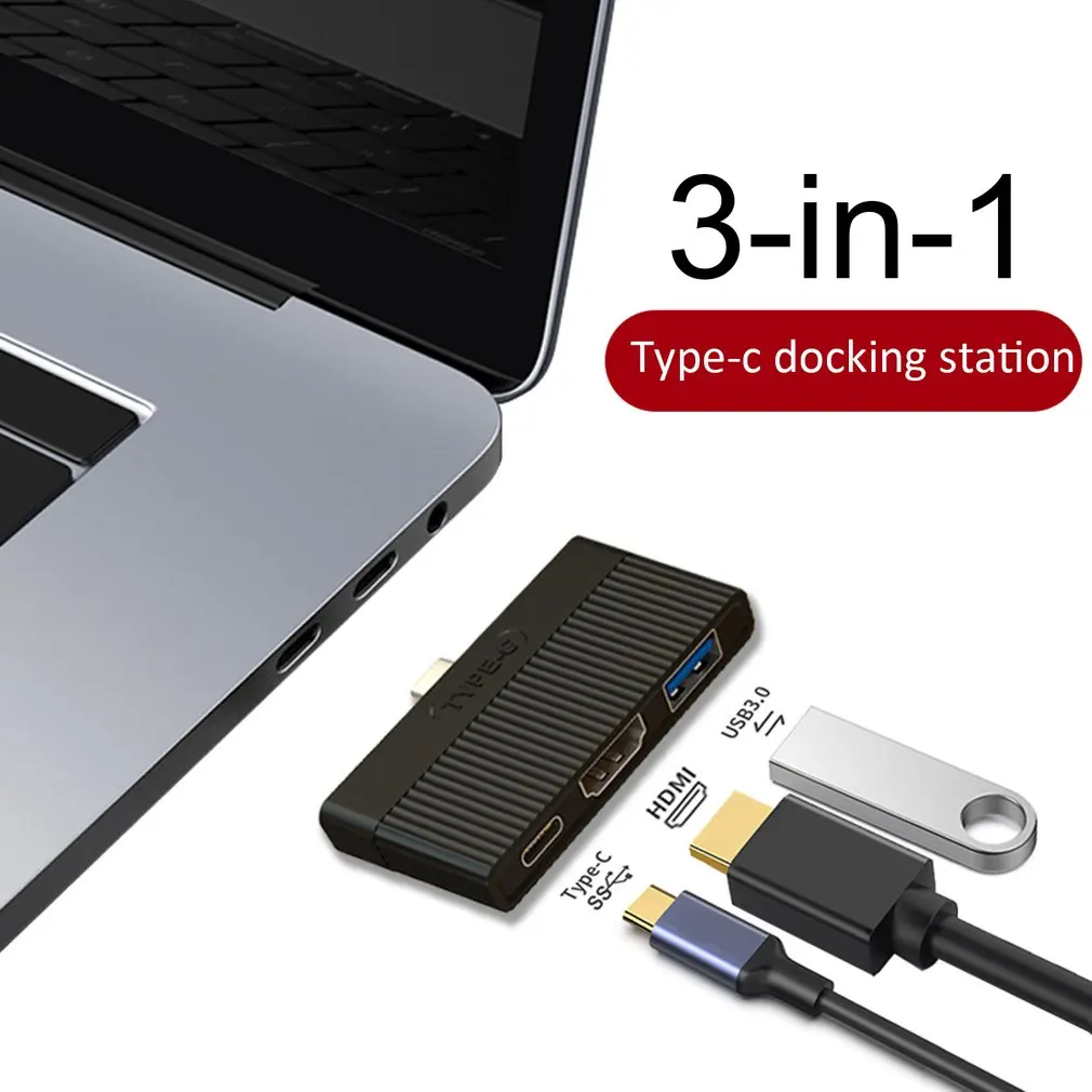 

Adapter 3 in 1 TYPE-C HUB USB-C om USB3.0 4K multifunctionele Draagbare Praktische HDMI PD Converter voor PC Notebook