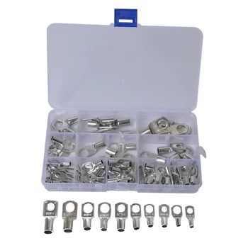 

90pcs Tinned Copper Wire Lugs, Heavy Duty Battery Cable Ends Eyelets Ring Terminal Connectors, 10 SC Types