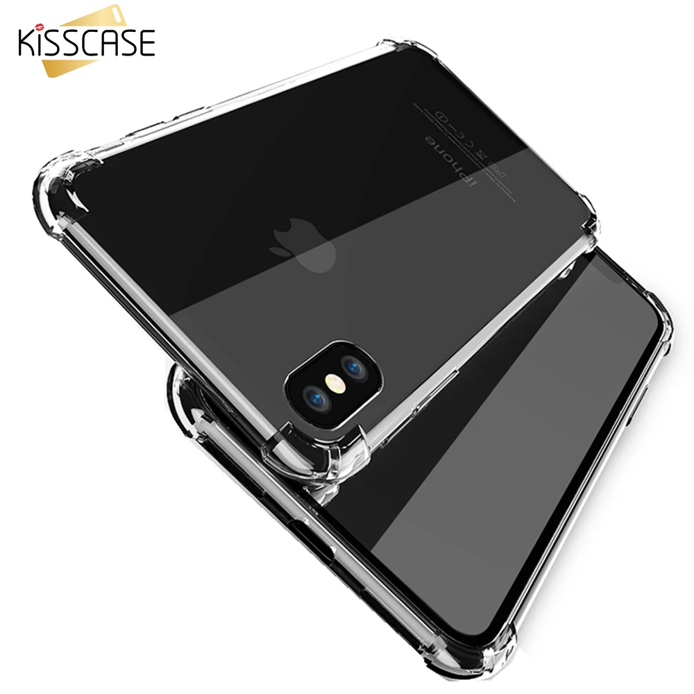 Прозрачный противоударный чехол KISSCASE для iPhone XS XR Max прозрачный мягкий