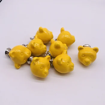 

8PCS Yellow Ceramic Lovely Bear Knobs Dresser Cabinet Pulls fit for Kitchen Wardrobe Door Handle Knob Furniture Hardware w/Screw