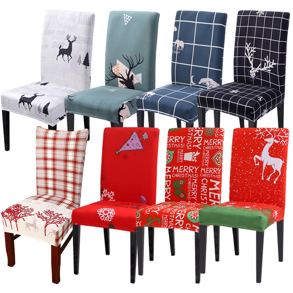 

Christmas Dining Room Chair Cover Removable Washable Stretch Seat Cover Xmas Decorations For Home Navidad Dinner Party Supplies