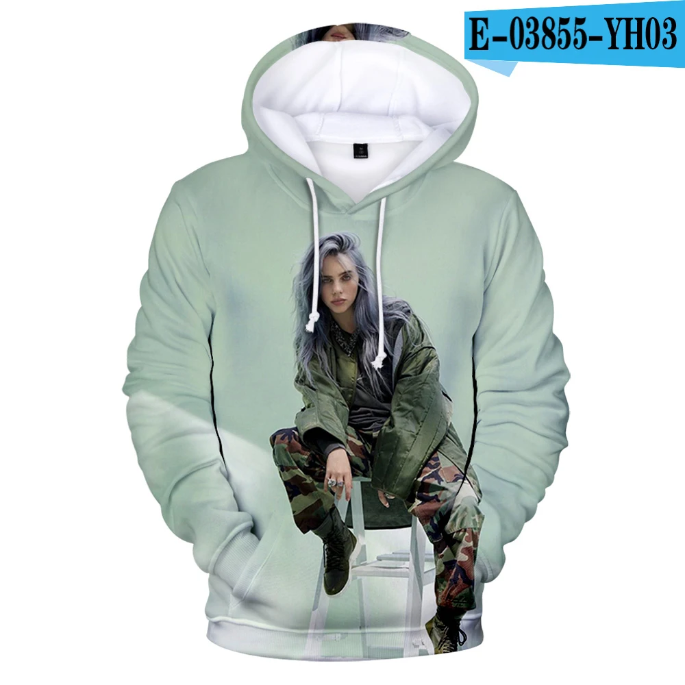 Список Billie Eilish 3D толстовки модные популярные свитшоты для мужчин и женщин повседневные пуловеры в стиле хип-хоп осень-зима детские 3D толстовки - Цвет: 3D
