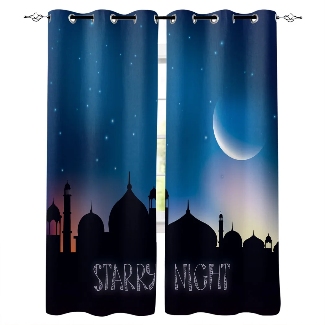 

Star Night Castle Design Curtains Window Living Room Curtains Kitchen Indoor Window High Blackout Curtain Thick