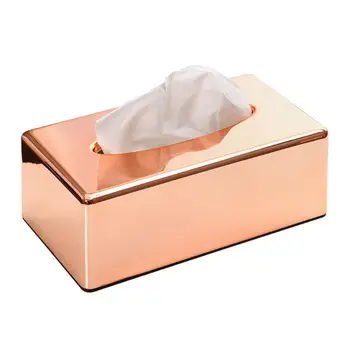 

Elegant Rose Gold Rectangle Napkin Paper Rack Tissue Box Towel Napkin Container Holder Home Office Table Car Decoration