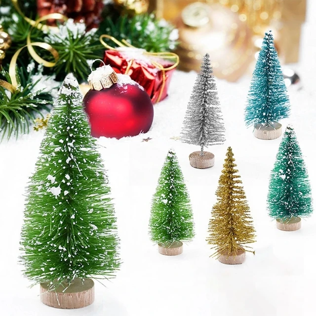 12pcs Miniature Christmas Tree Decorations Artificial Snow Landscape Mini  Pine Trees DIY Crafts Dollhouse Table Decor