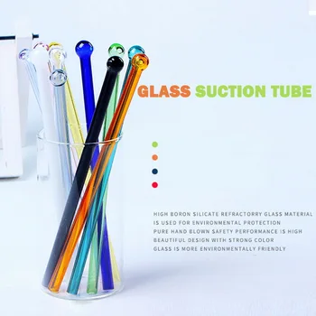 

Colorful Glass Straws Reusable Party Smoothie Drinking Straws For Milkshake Juice Heat resistant Household Drinks Thick Straws