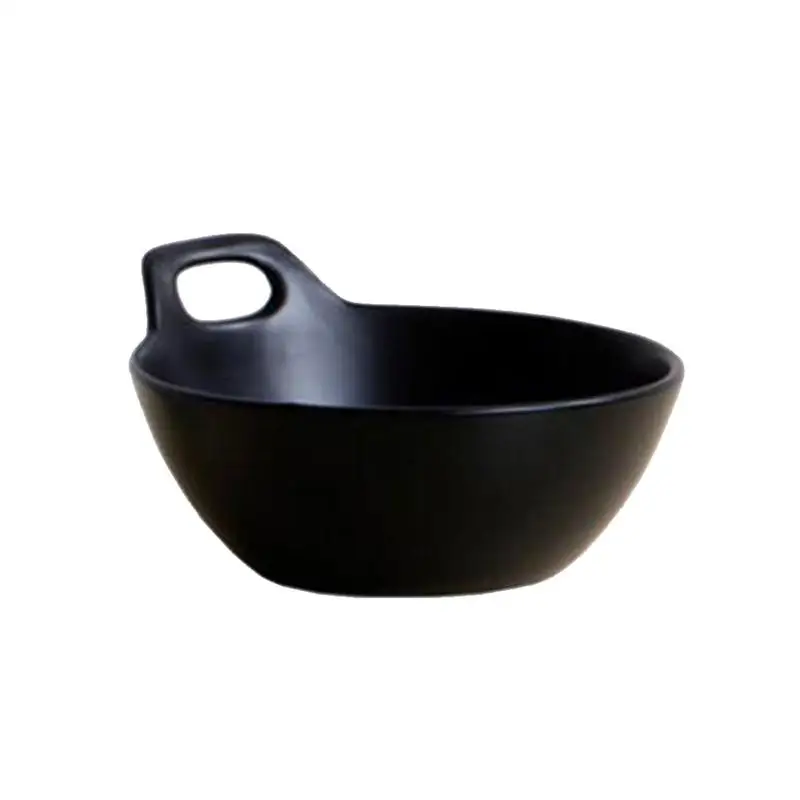 Ceramic Hot Pot Dipping Bowl Matte Polish Sauce Seasoning Bowl Saucer Durable Appetizer Tableware With Handle(White Black