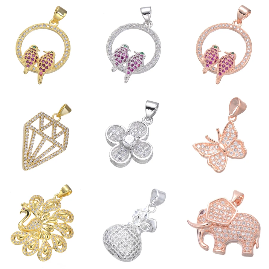 Подвеска для браслета и ожерелья золотистая/розовая в форме бабочки птицы слона |