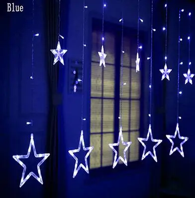 blue 2,5 м Звездные сказочные огни, рождественские гирлянды со звездами, светодиодная гирлянда, занавески для свадьбы, дома, вечерние, сада, дня рождения, декоративное освещение - Испускаемый цвет: blue