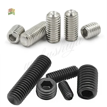 

50Pcs M2.5 M3.5 M3.5 M4 M5 M6 Din916 304 Black Stainless Steel 12.9 Hexagonal Hexagonal Steel Allen Grub Point Screw Bolts