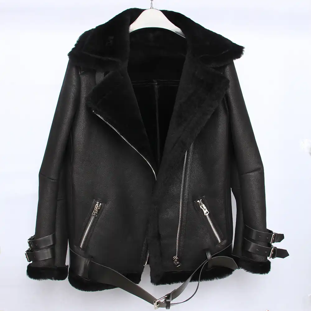 women's plus size shearling jacket