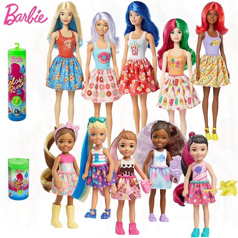 

Original Color Reveal Barbie Dolls Blind Box Chelsea Doll Accessories Girls Ponytail Surprise Discoloration Toys for Children