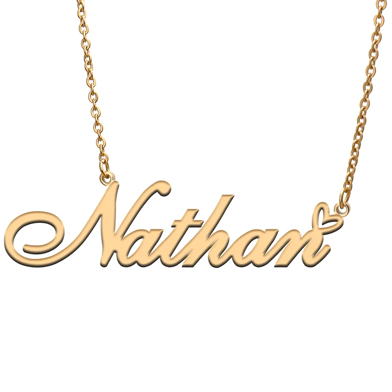 

Nathan Name Tag Necklace Personalized Pendant Jewelry Gifts for Mom Daughter Girl Friend Birthday Christmas Party Present