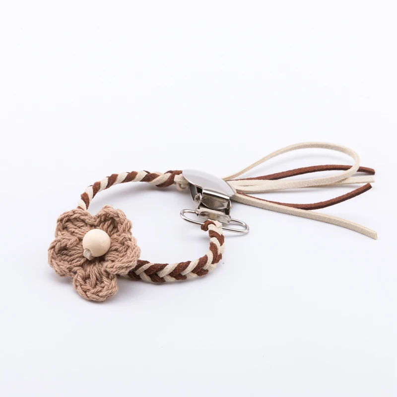 Pacifier Clips Chain Flower Dummy Clip Pacifier Holder Nipple Soother Chain For Infant Baby Feeding Weaving