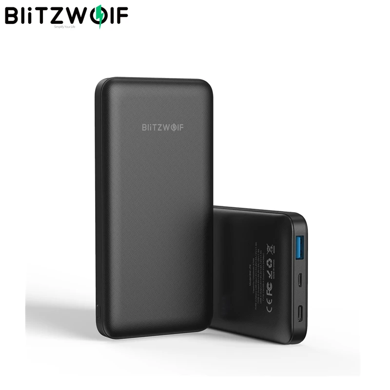 small power bank BlitzWolf BW-P9 18W 10000mAh USB PD QC 3.0 Power Bank Type C Fast Charging Dual for iPhone 12 Pro Max for Xiaomi for Huawei portable cell phone charger