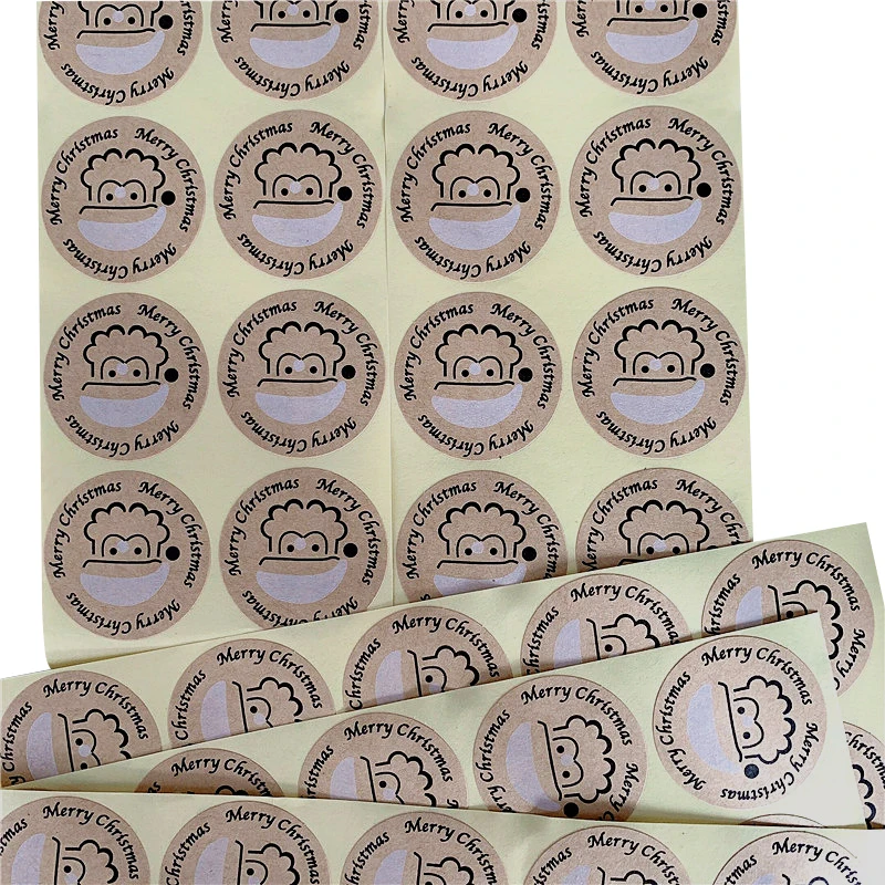 100 шт./лот, Веселый Рождественский круглый крафт-бумага, самоклеющиеся уплотнительные декоративные бумажные наклейки для скрапбукинга, подарок