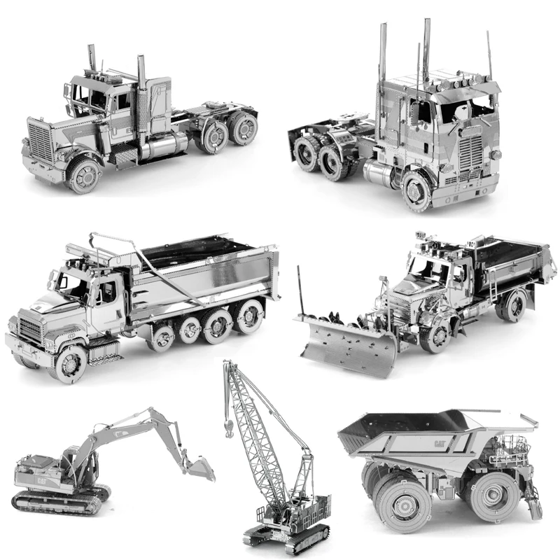 

Engineering vehicle 3D Metal Puzzle Wheel Loader Crawler Crane Truck model KITS Assemble Jigsaw Puzzle Gift Toys For Children