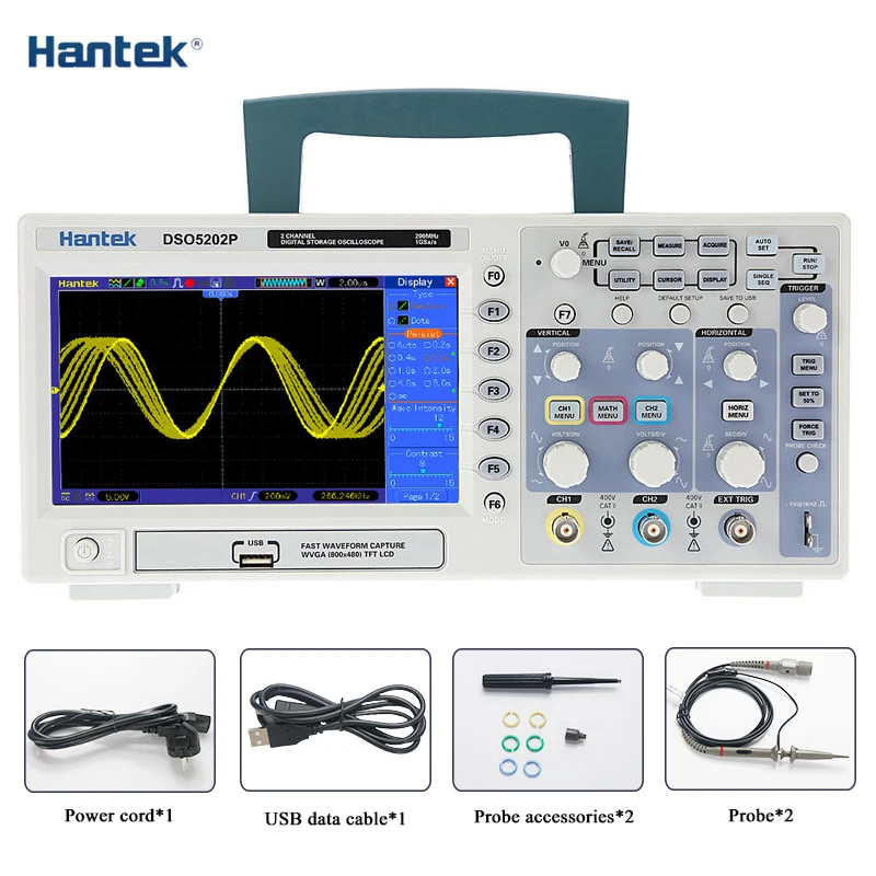 Цифровой осциллограф Hantek DSO5202P 200 МГц 2 CH 1GSa/s 7 ''TFT LCD|Осциллографы| |