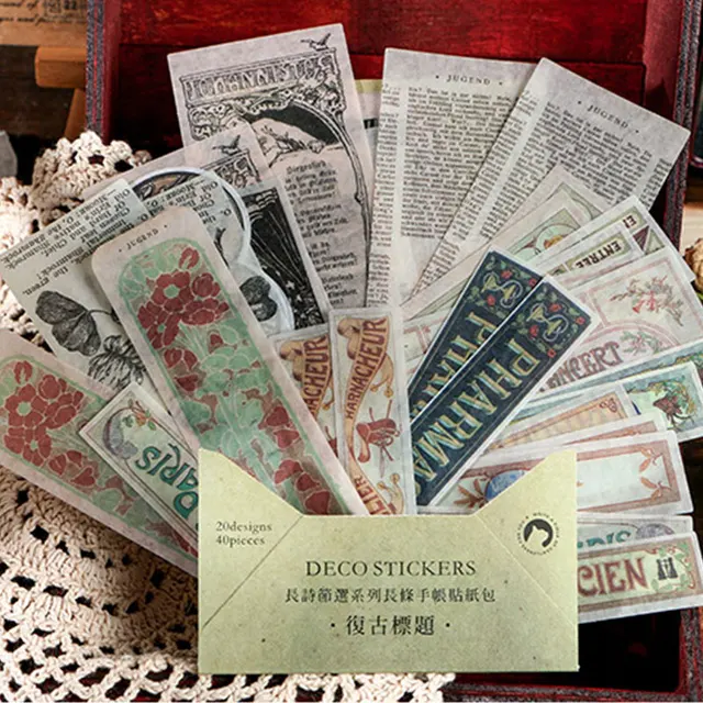 40 Dcs/Tétel Vintage Esztétikai Matricák Diy Napia Scrapbokkazat Moon Astrolabe Antique Ticket Paper Deco Matrica Folyóirathoz - Image 2
