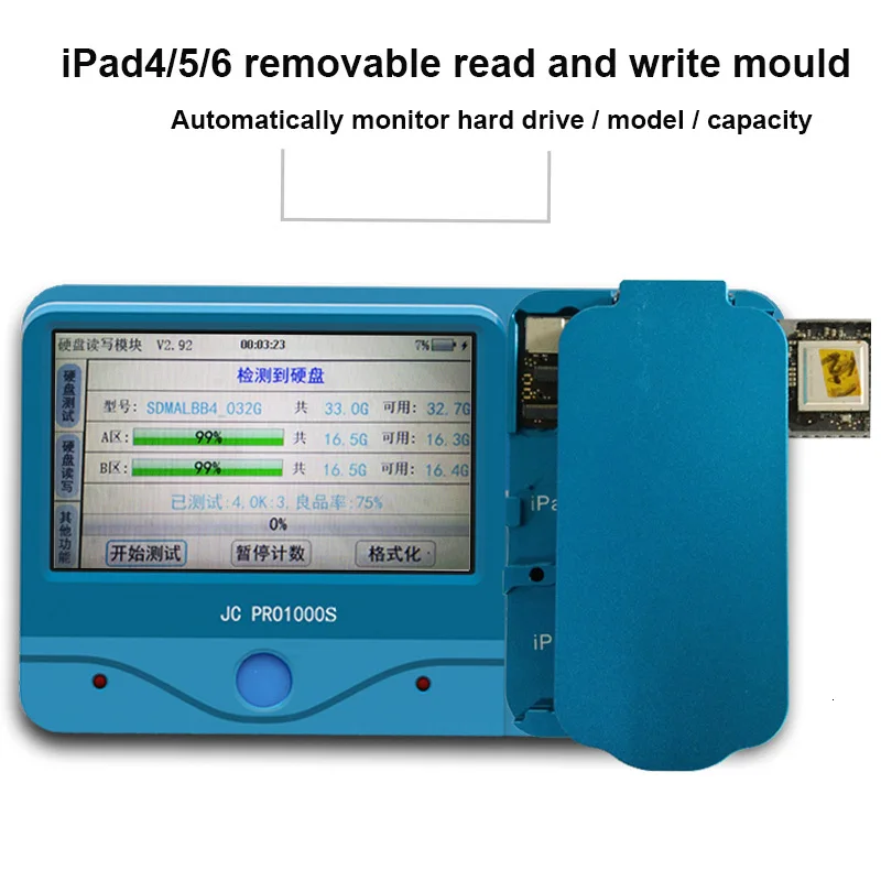 JC PRO1000S Non-удаление NAND программер SN чтения и записи инструмент для iPad 2/3/4 5 6 iPad Air 1 2 iPad 2/3/4, 5, 6, iPad Air 1 2 iCloud - Цвет: Host and iPad 456