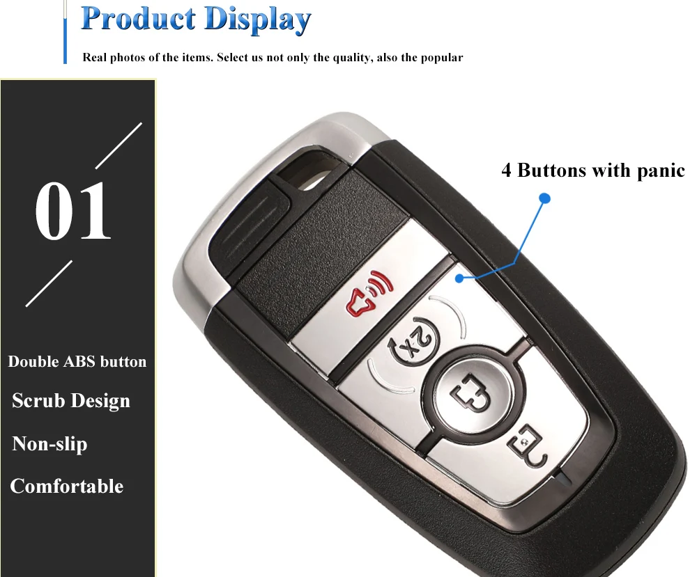 Keyforkess caso chiave dell'automobile per Ford Ranger Fusion Mustang Raptor Explorer F-150 F250 F-350 4/5BTN copertura chiave a distanza Fob Shell - H4072959477bd44588b6f74afde0ccf42W