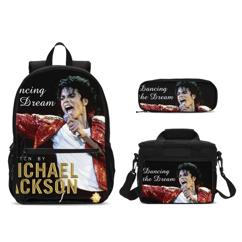 CBCoin Michael Jackson Schooltas voor Kinderen Boekentas Kinderen Lichtgewicht Boekentas Rugzak Peuters Cadeau voor Basisschool Reizen Rugzakken 40x28x16cm, Stijl-3, 40x28x16cm