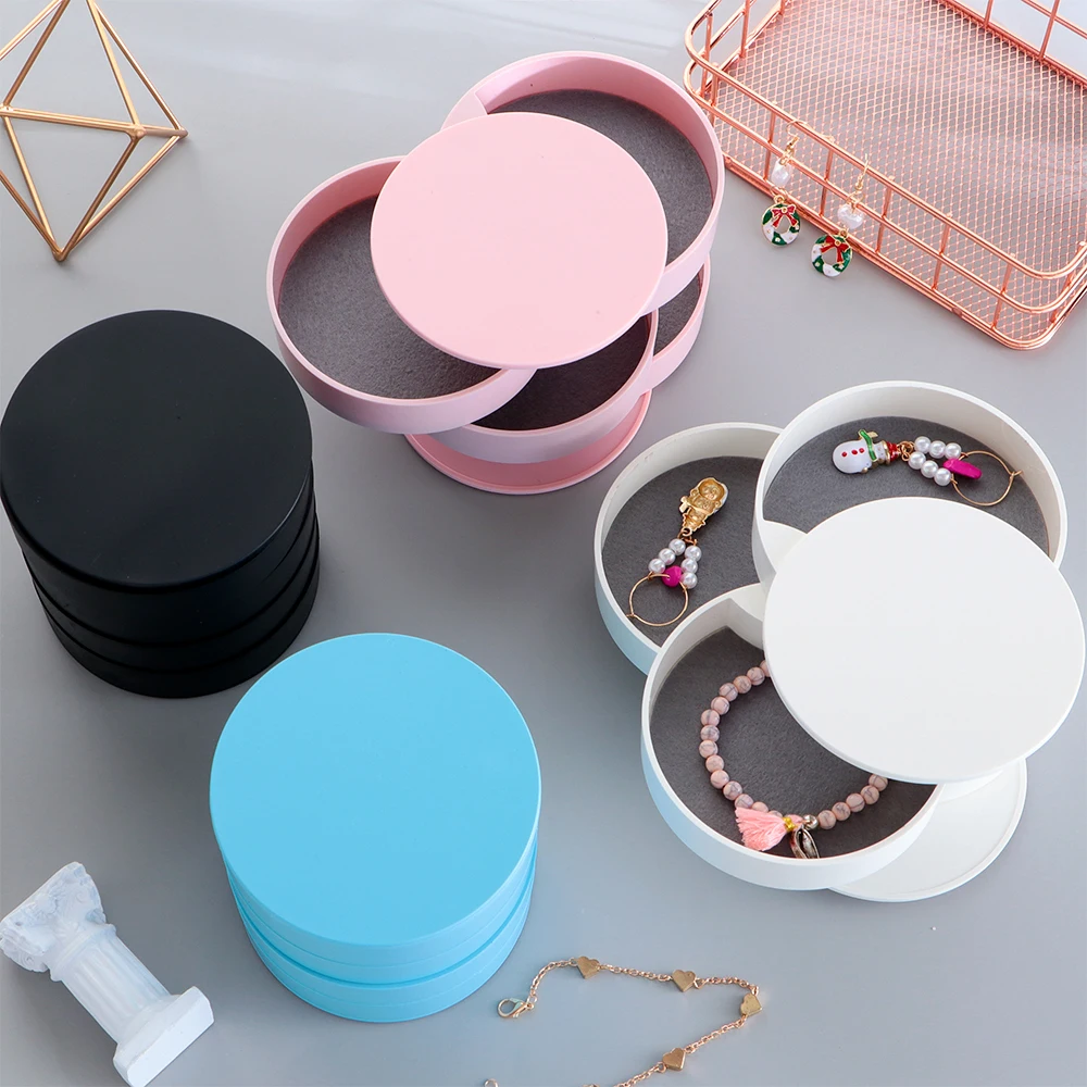 

Korean Style Girl Earrings Plate Jewelry Box Fresh And Simple Protable Earrings Ring Multi-Function Jewelry Storage Box With Lid