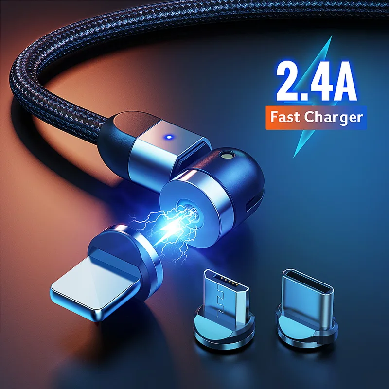 GETIHU 3A 540° Rotate Magnetic Phone Cable Micro USB Type C Charger Magnet Charging Cord For iPhone 11 Pro XS Max Samsung Xiaomi|Mobile Phone Cables| | - AliExpress