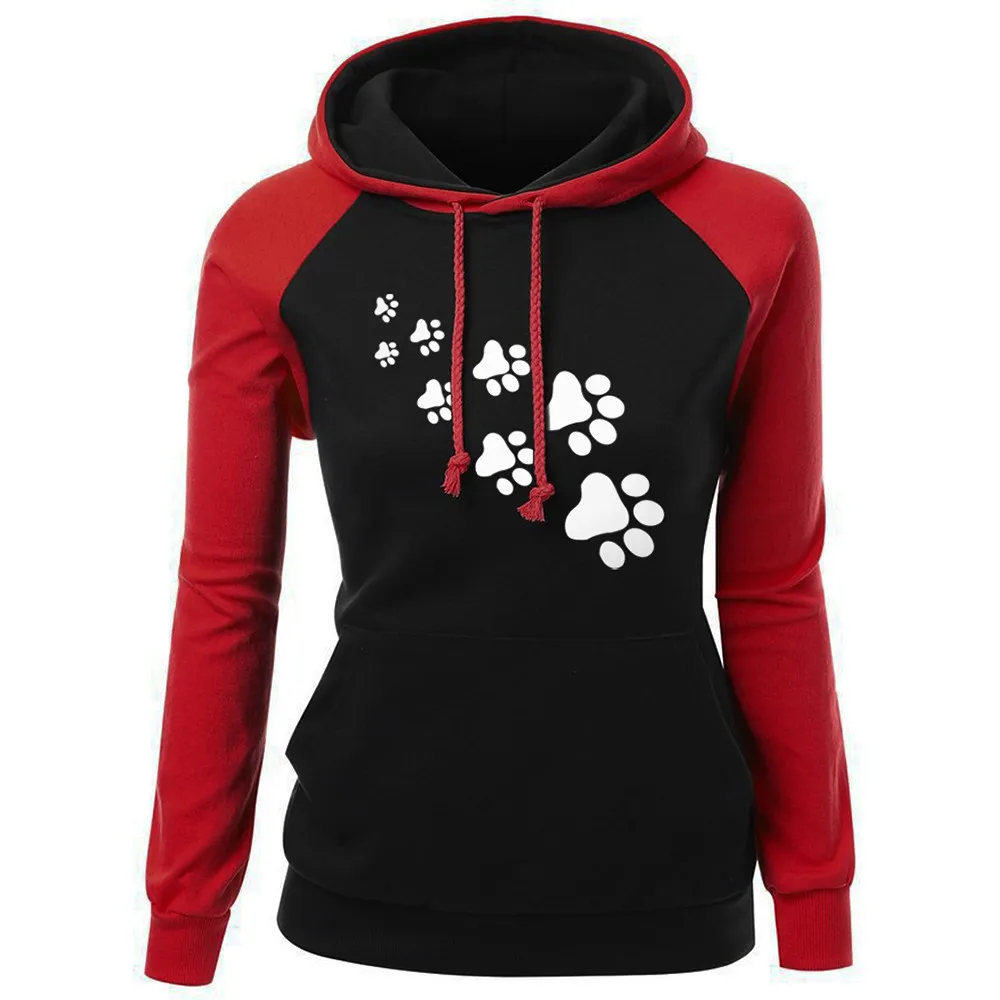 Plus Size Hoodies Women Cartoon Print Cat Claw Hooded Long Sleeve Pocket Loose Sweatshirts Tracksuit Spring Autumn Tops Hoodies