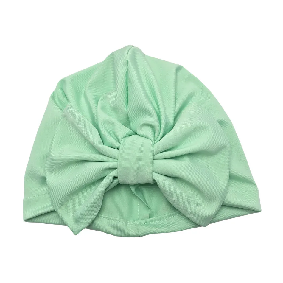 Goocheer/однотонная повязка-Узелок на голову для маленьких девочек, милая шапка с заячьими ушами, хлопковая шапка с заячьими ушами - Цвет: Cyan
