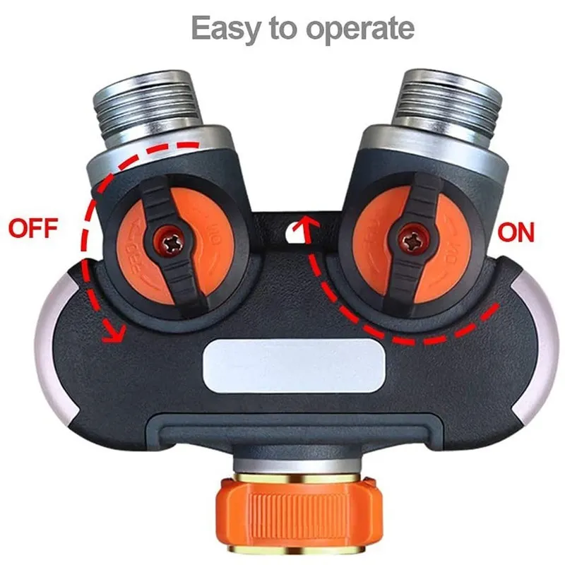 Connettore Splitter A Y Per Rubinetto Da Giardino 2 Vie Con Valvole On/Off Individuali - Kit Con Adattatori E Raccorderia Rapida