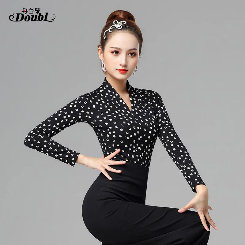 Excellent Quality Latin Dance Tops Female Sexy Performance Dancing Shirt Ballroom Cha Samba Practice Clothes | Тематическая одежда