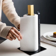 Creative Iron Kitchen Roll Paper Holder Bathroom Toilet Paper Stand Black Gold Napkins Rack Home Kitchen Storage Accessories