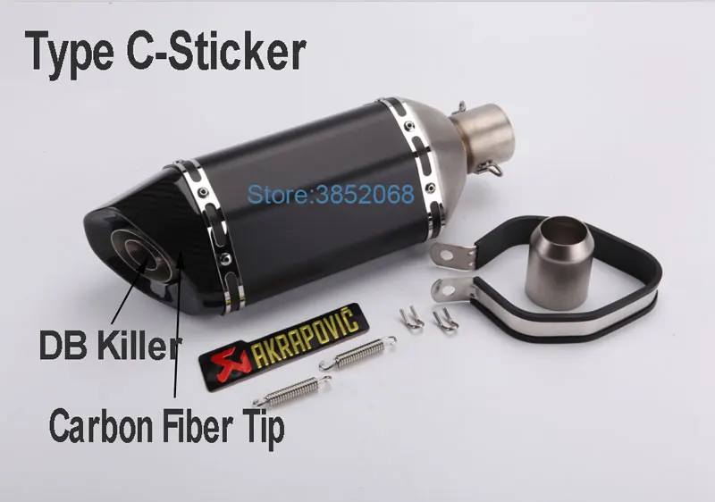 570 мм/470 мм/370 мм лазерная маркировка Akrapovic выхлопная труба мотоцикла Мотоцикл углеродного волокна наконечник глушитель Escape с DB Killer - Цвет: Type C Sticker