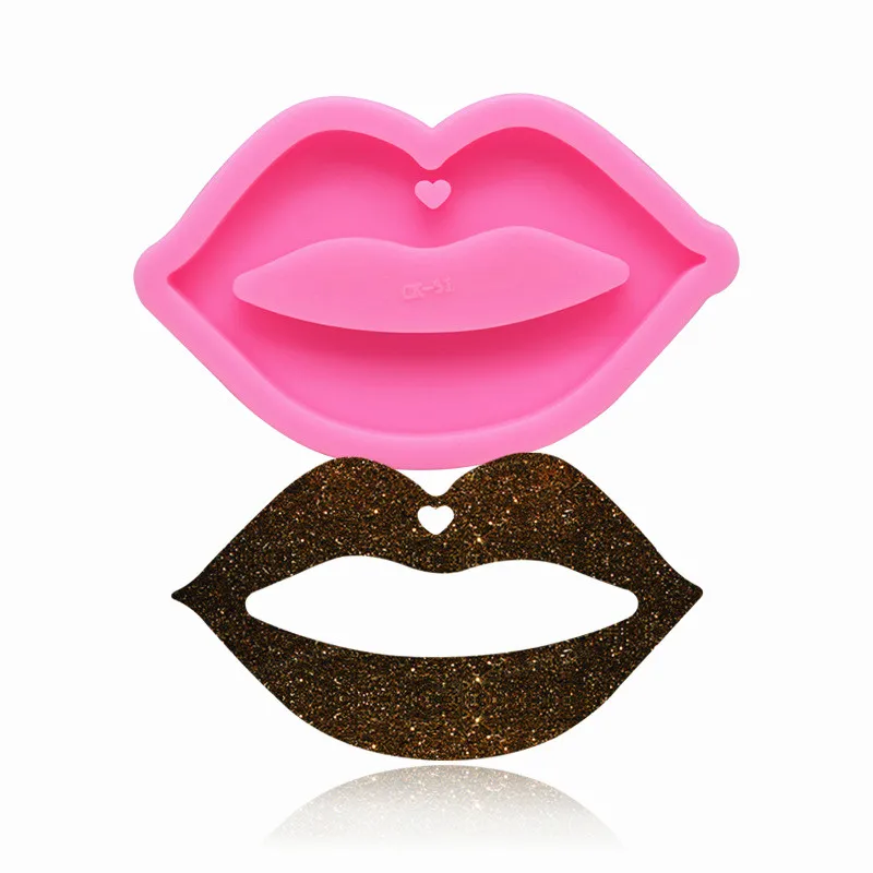 

HMZCN Bright Keychains Lips Silicone Molds Diy Mouth Jewelry Keychain Mould Epoxy Resin Mold Custom Cake Decorating Tools