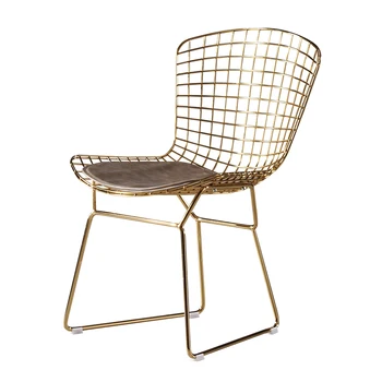 

Hollow iron chair back creative single dressing chair metal makeup chair net red simple nordic golden dining chair