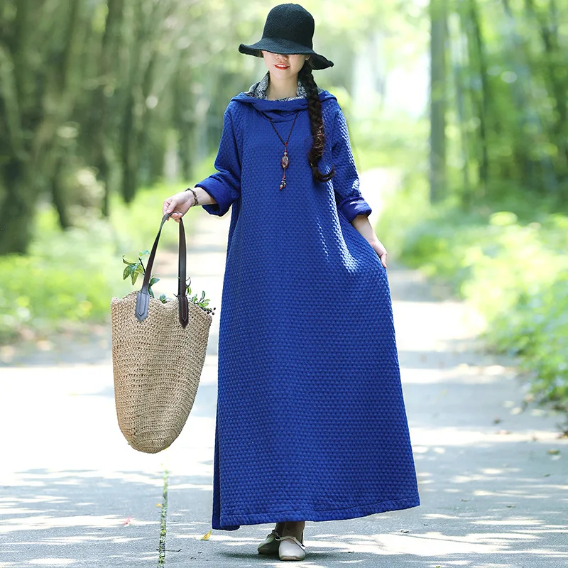 

2018 Chinese-style Autumn And Winter New Style Retro Wizard Hat Loose Robe Long-sleeved Dress Long Skirts