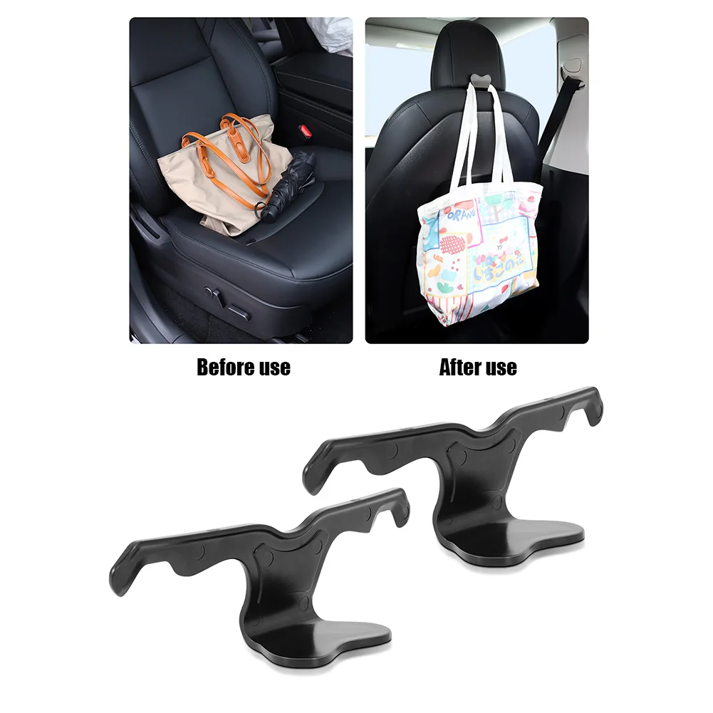 2pcs Car Seat Back Hook Portable Auto Interior Accessories Headrest Organizer Hanger Holder Storage For Tesla Model 3/Y/X/S