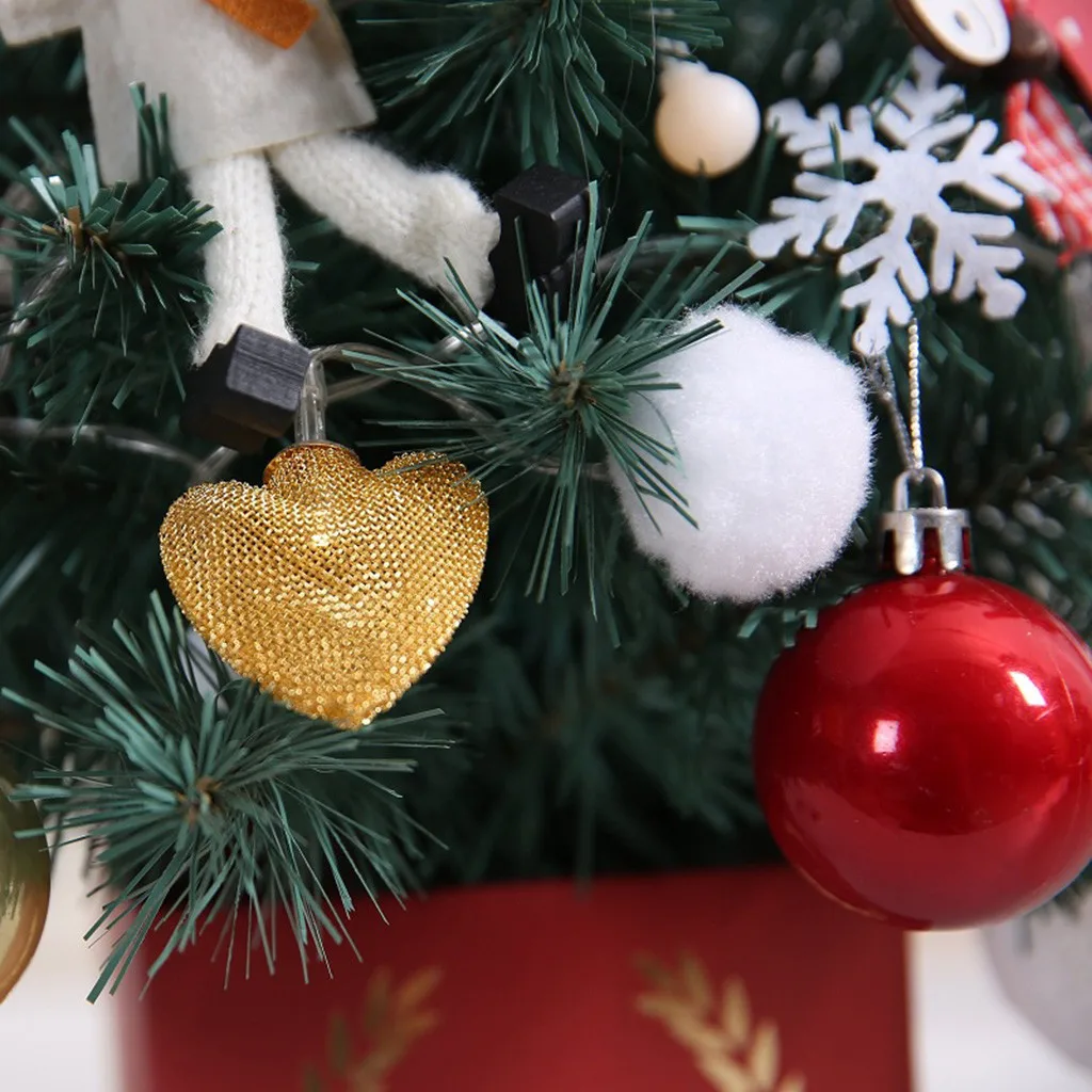 DIY Artificial Tabletop Decorations 45cm Mini Flocking Christmas Tree With Lights Miniature Tree Home Desktop Ornaments F111