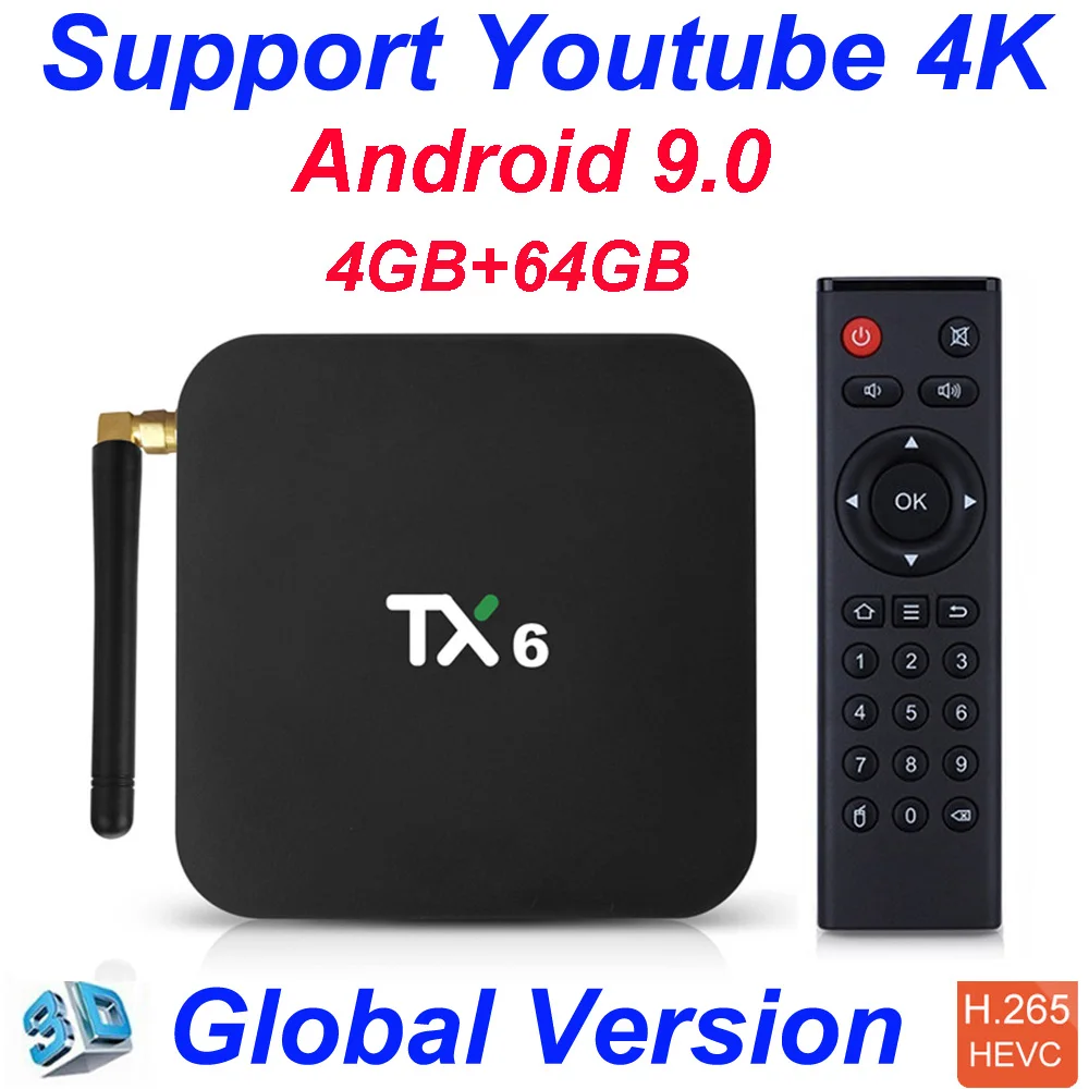 4K Smart tv Box Android 9,0 TX6 Allwinner H6 4GB ram 64GB rom 2G/16G 32G BT 2,4G/5 GHz двойной WiFi медиаплеер TX6 MINI