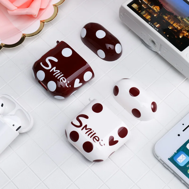Беспроводной чехол для наушников Airpods 2 1 s Cute Smile простой жесткий с рисунком Air Pods