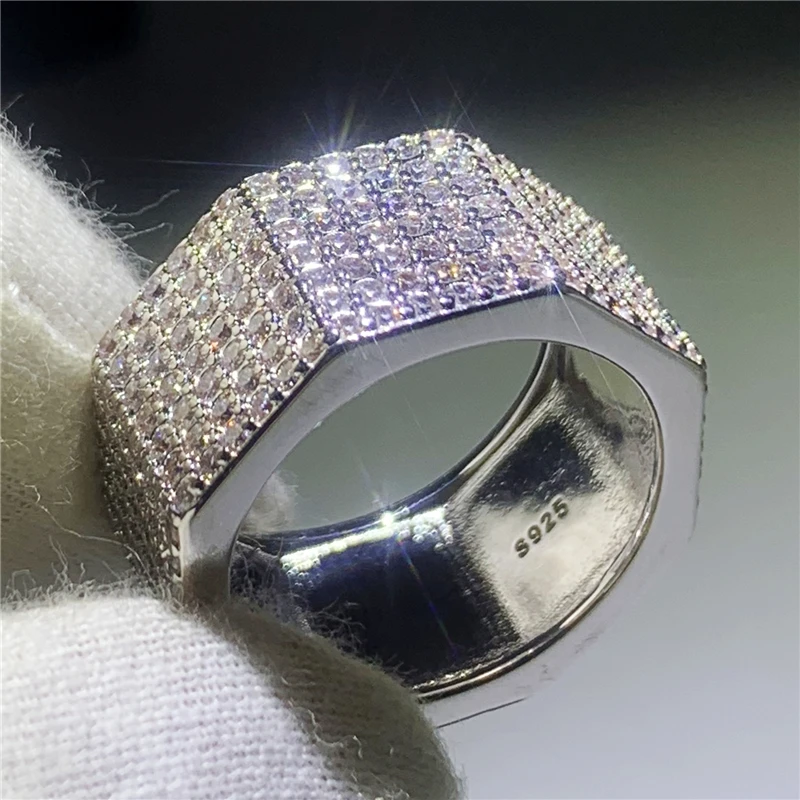 Роскошное дизайнерское кольцо с шестигранной головкой, 925 пробы, серебро, 260 шт, AAAAA cz, обручальное кольцо, кольца для женщин, ювелирные изделия - Цвет основного камня: Silver