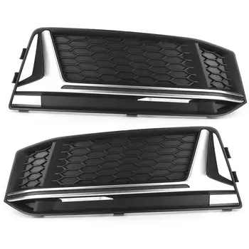 

1 Pair of Car Styling Fog Light Lamp Grille Grill Cover Refit for S4 Style Fits for Audi A4 B9 2017 2018 2019 Car Accessories
