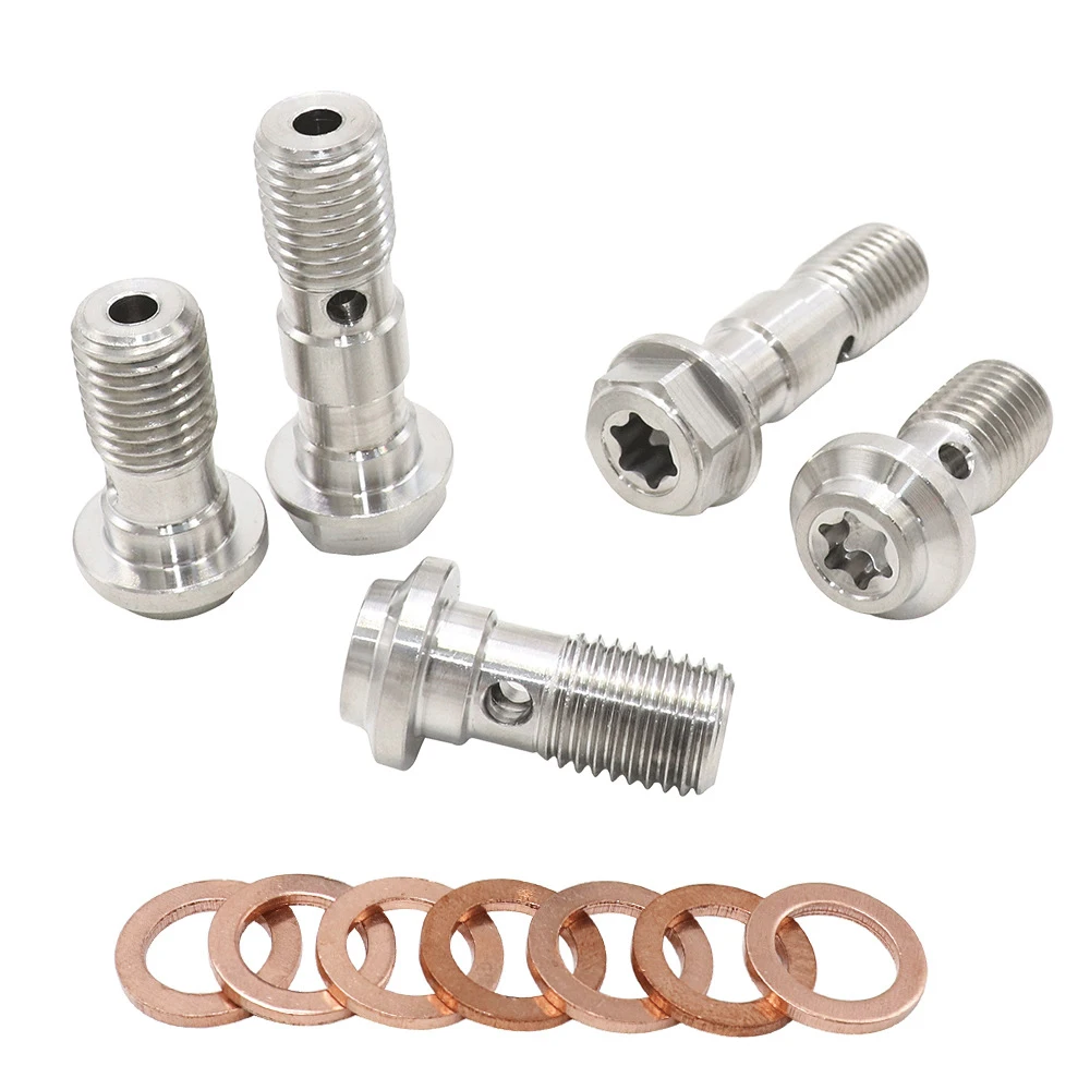 Motorcycle Brake Caliper Universal M10X1.25/1.0mm Banjo Screws for Brake Tubing Oil Nozzle