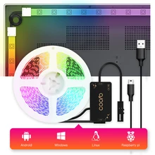 USB Светодиодная лента 1 м 2 м 3 м 4 м 5 м Ambilight динамическая ТВ-подсветка ПК с гибким угловым разъемом для декорации экрана ТВ фона