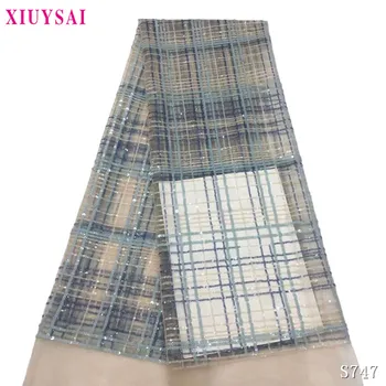 

Most popular African sequins Lace fabric High quality African french sequince lace fabric S745